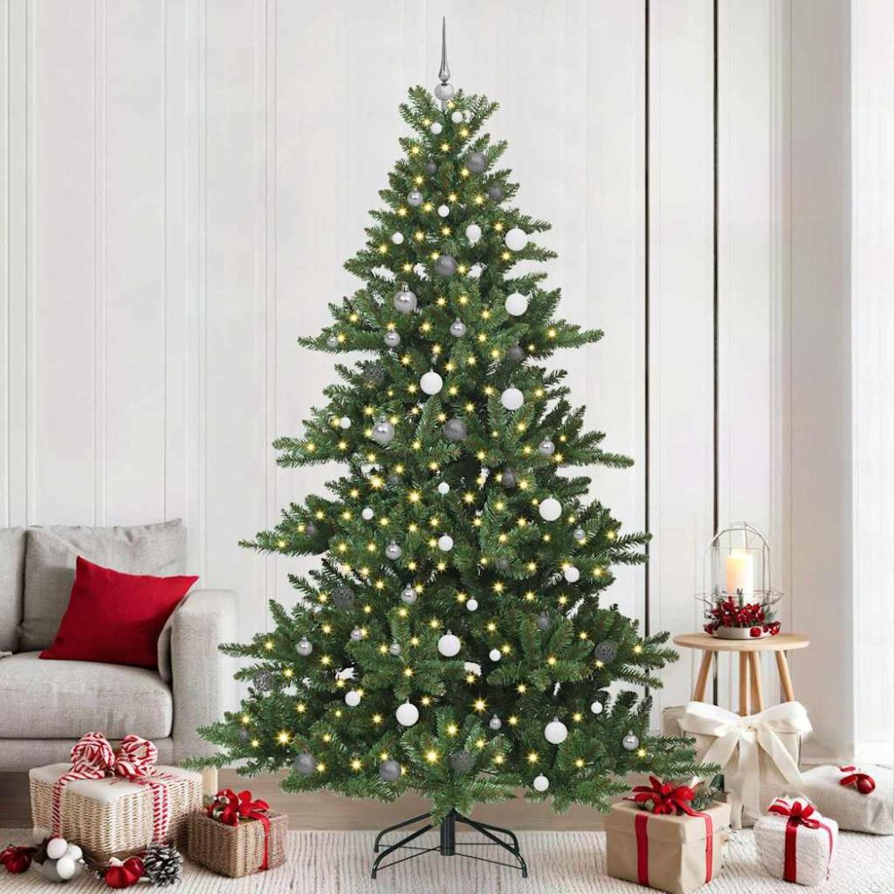 vidaXL Plast Hingad Julgran med 300 LED-lampor med stativ 240 cm PVC