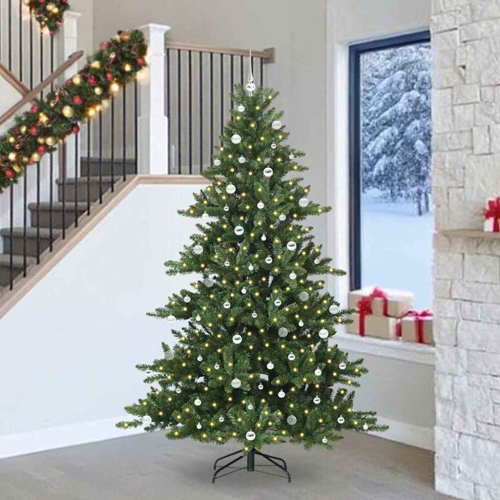 vidaXL Plast Hingad Julgran med 300 LED-lampor med stativ 240 cm PVC