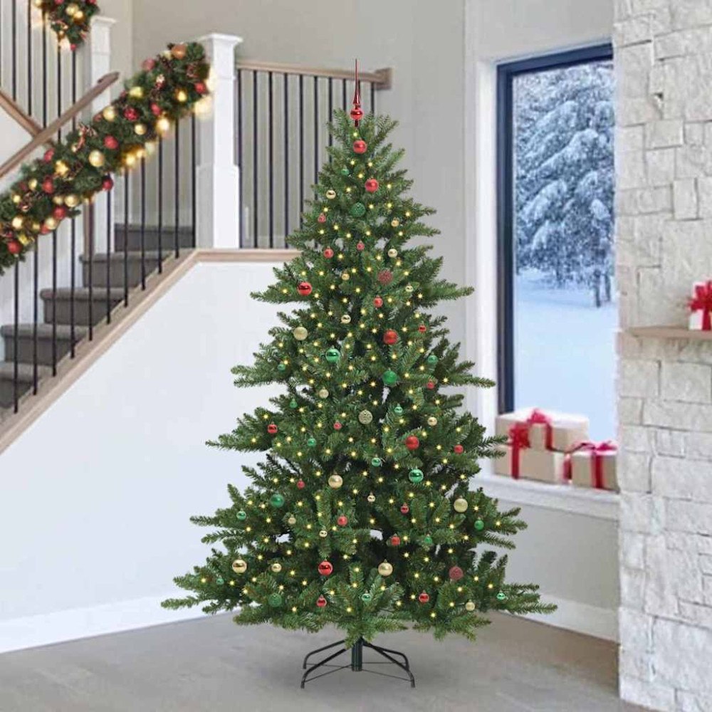 vidaXL Plast Hingad Julgran med 300 LED-lampor med stativ 240 cm PVC