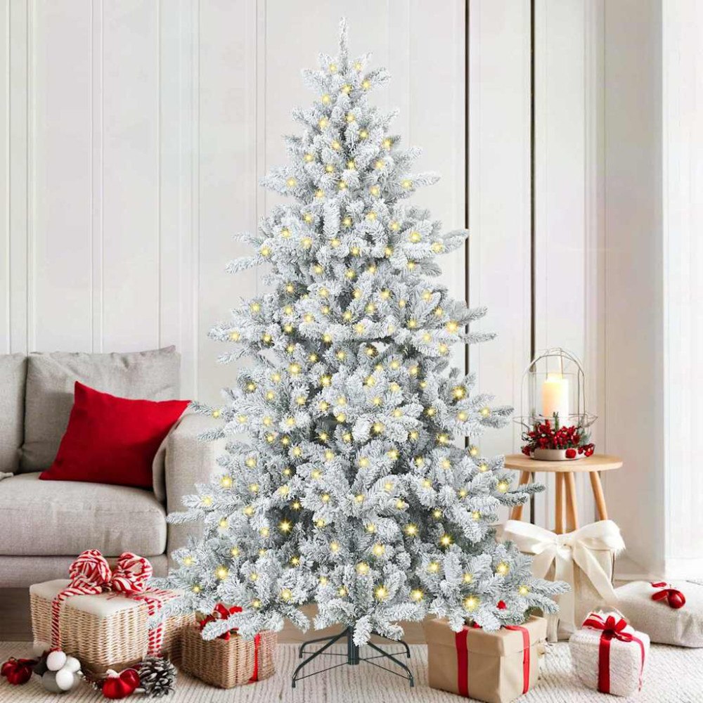 vidaXL Plast Hingad Julgran med 300 LED-lampor med stativ 180 cm PVC