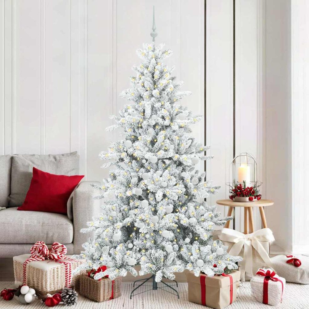 vidaXL Plast Hingad Julgran med 300 LED-lampor med stativ 180 cm PVC