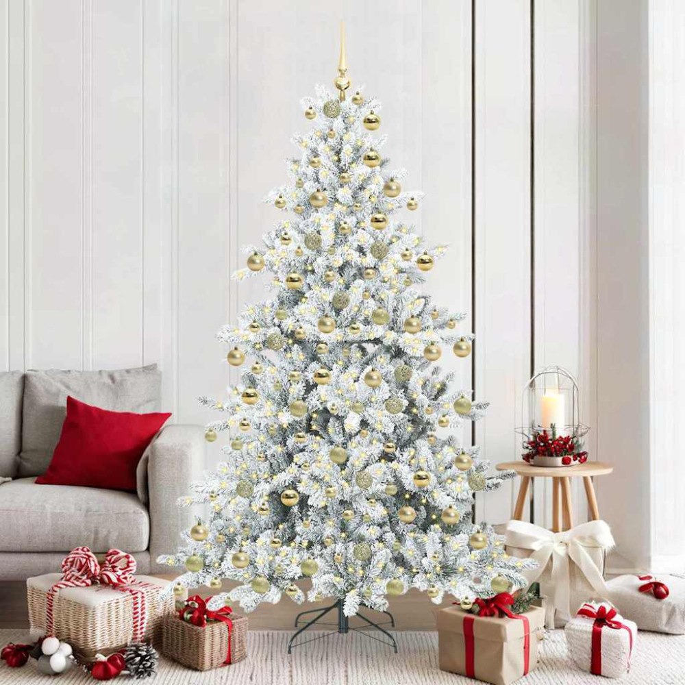 vidaXL Plast Hingad Julgran med 300 LED-lampor med stativ 180 cm PVC