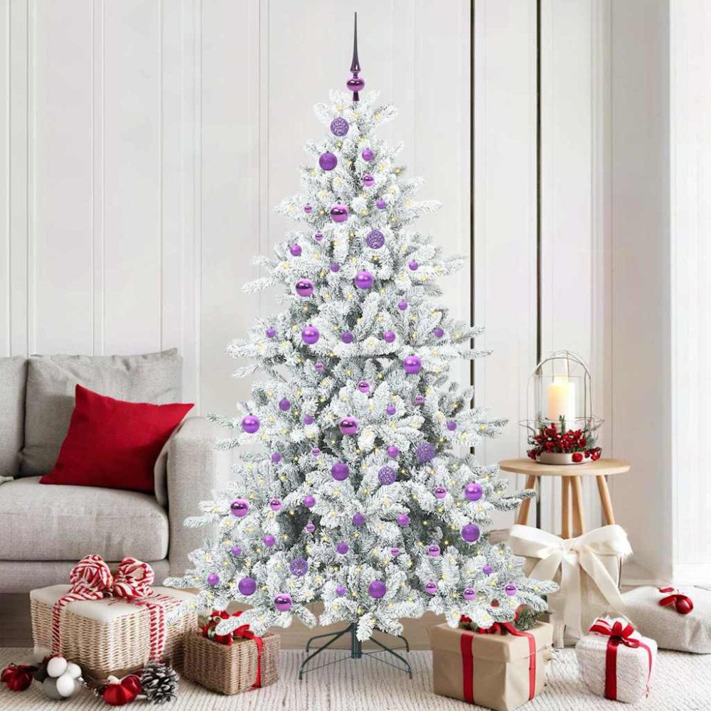 vidaXL Plast Hingad Julgran med 300 LED-lampor med stativ 180 cm PVC