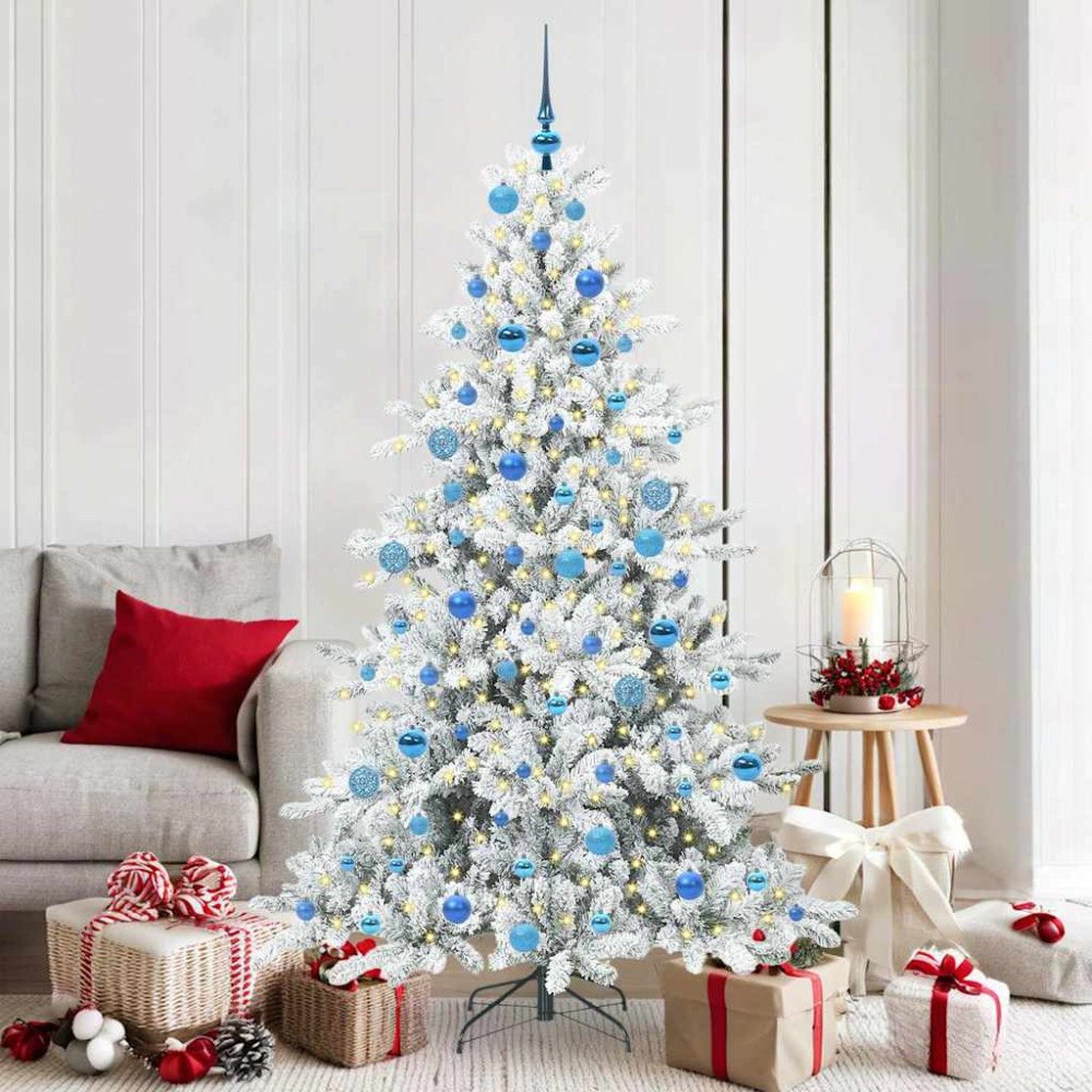 vidaXL Plast Hingad Julgran med 300 LED-lampor med stativ 180 cm PVC