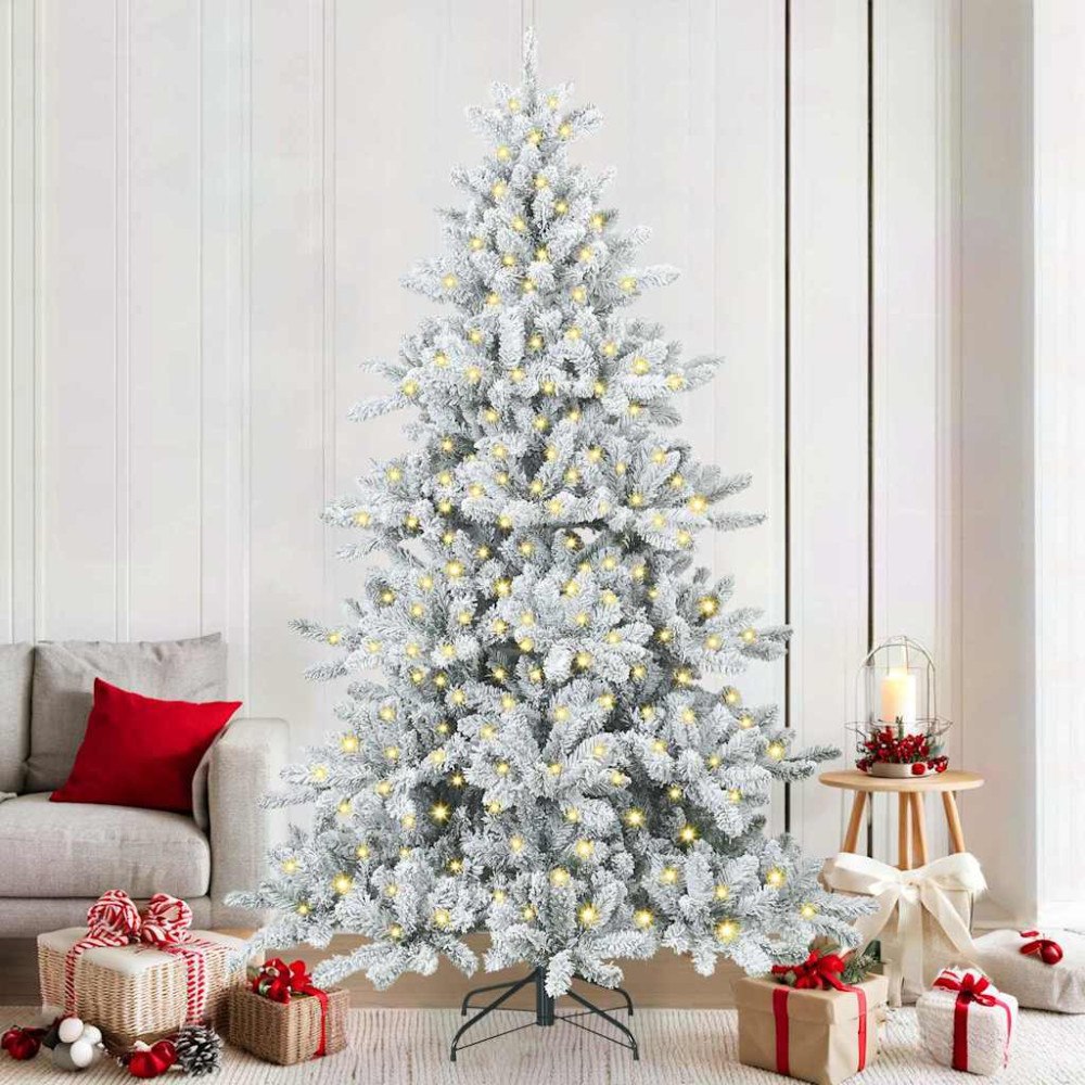 vidaXL Plast Hingad Julgran med 300 LED-lampor med stativ 210 cm PVC