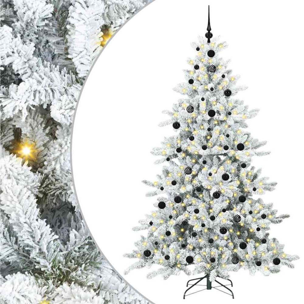 vidaXL Plast Hingad Julgran med 300 LED-lampor med stativ 210 cm PVC