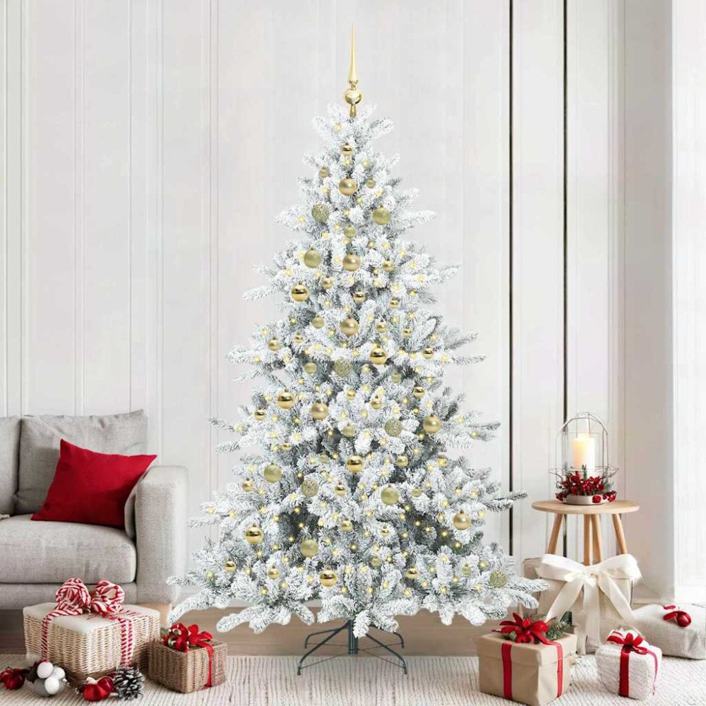 vidaXL Plast Hingad Julgran med 300 LED-lampor med stativ 210 cm PVC