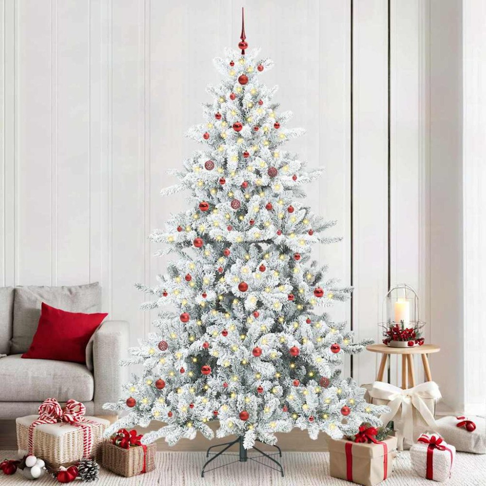 vidaXL Plast Hingad Julgran med 300 LED-lampor med stativ 240 cm PVC
