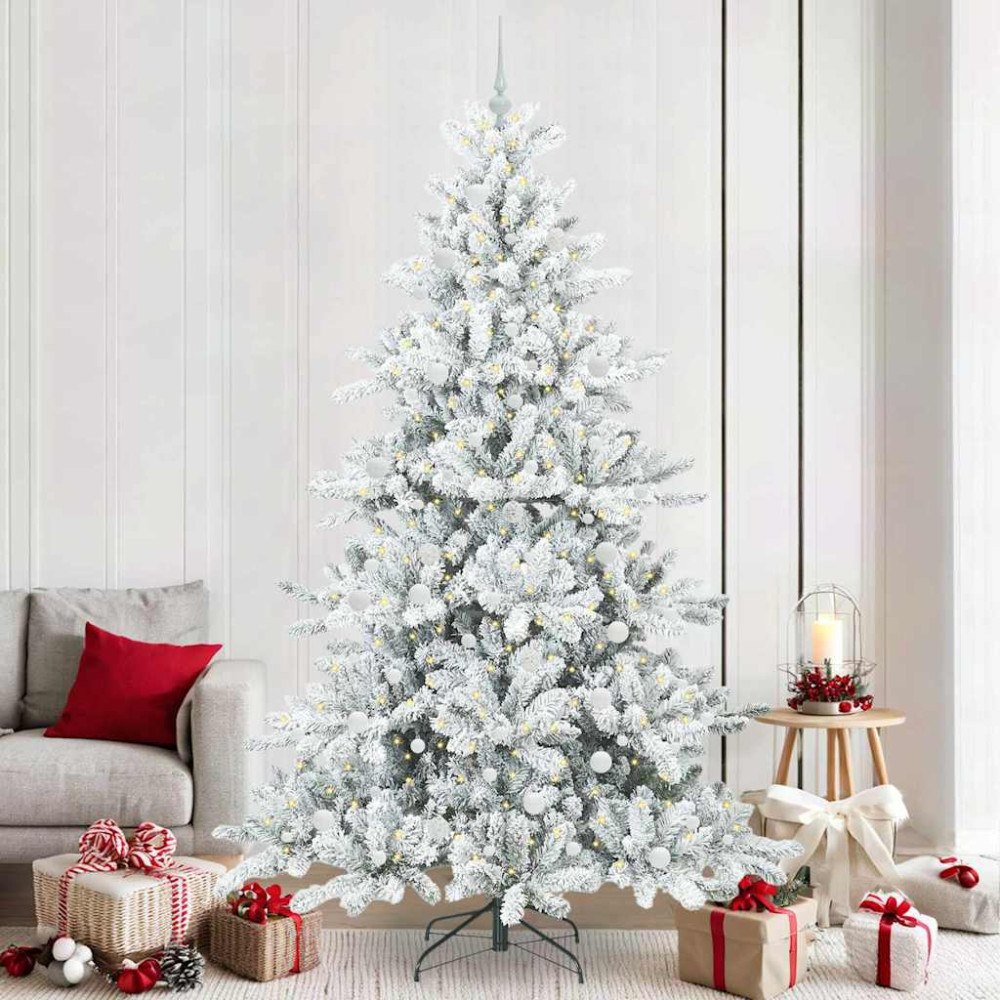 vidaXL Plast Hingad Julgran med 300 LED-lampor med stativ 240 cm PVC