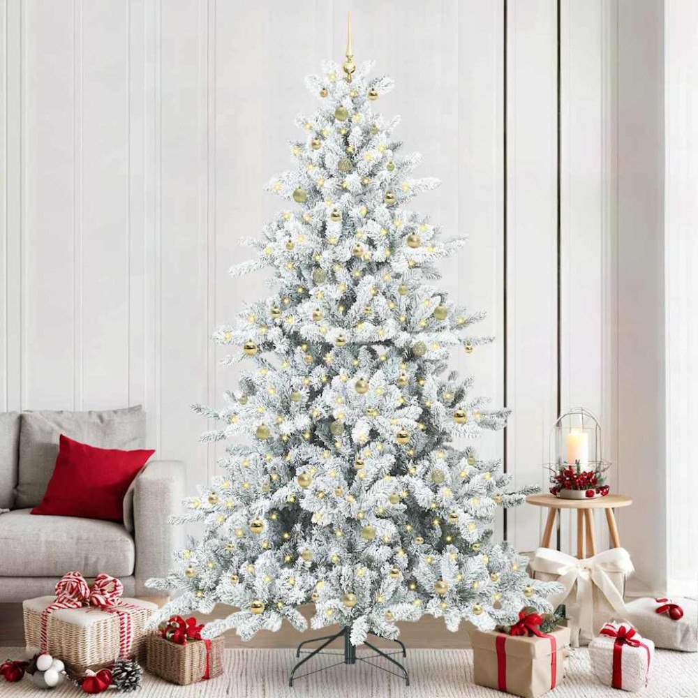 vidaXL Plast Hingad Julgran med 300 LED-lampor med stativ 240 cm PVC