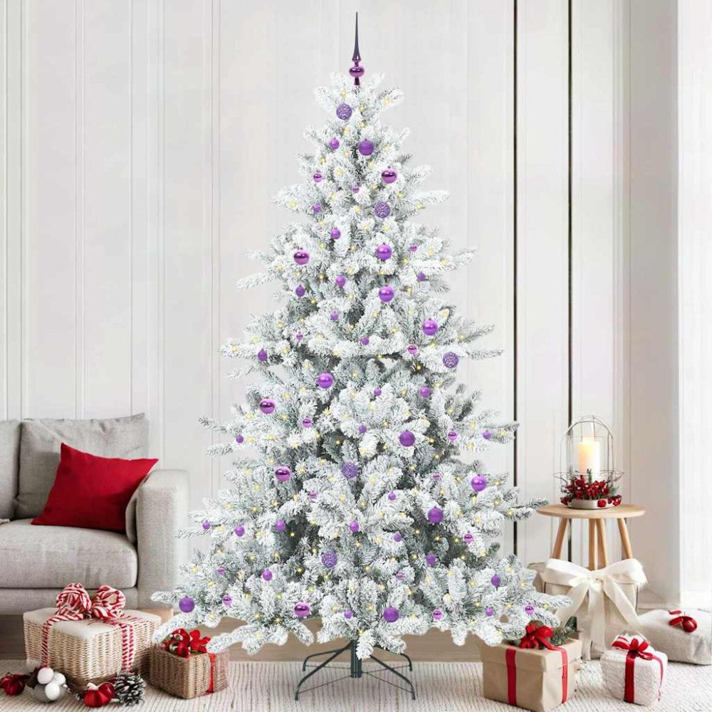 vidaXL Plast Hingad Julgran med 300 LED-lampor med stativ 240 cm PVC