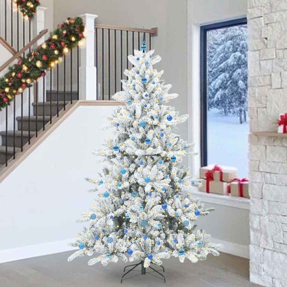 vidaXL Plast Hingad Julgran med 300 LED-lampor med stativ 240 cm PVC