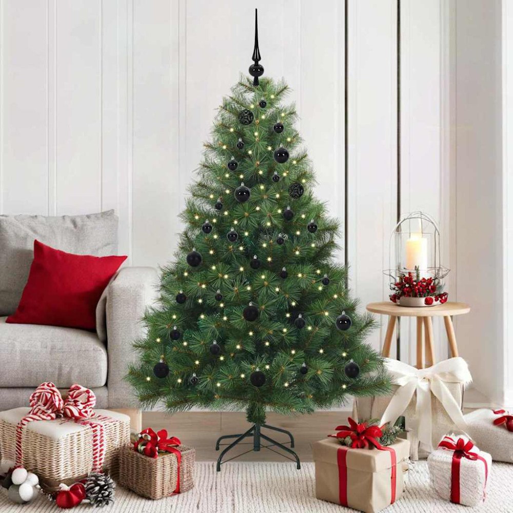 vidaXL Konstgjord julgran med 150 LED-lampor Grön 150 cm PE och PVC