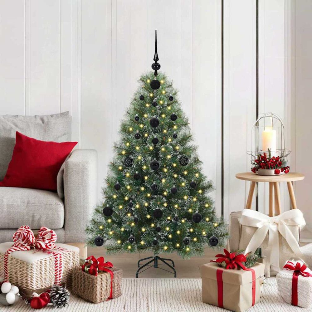 vidaXL Konstgjord julgran med 150 LED-lampor Grön 120 cm PE och PVC