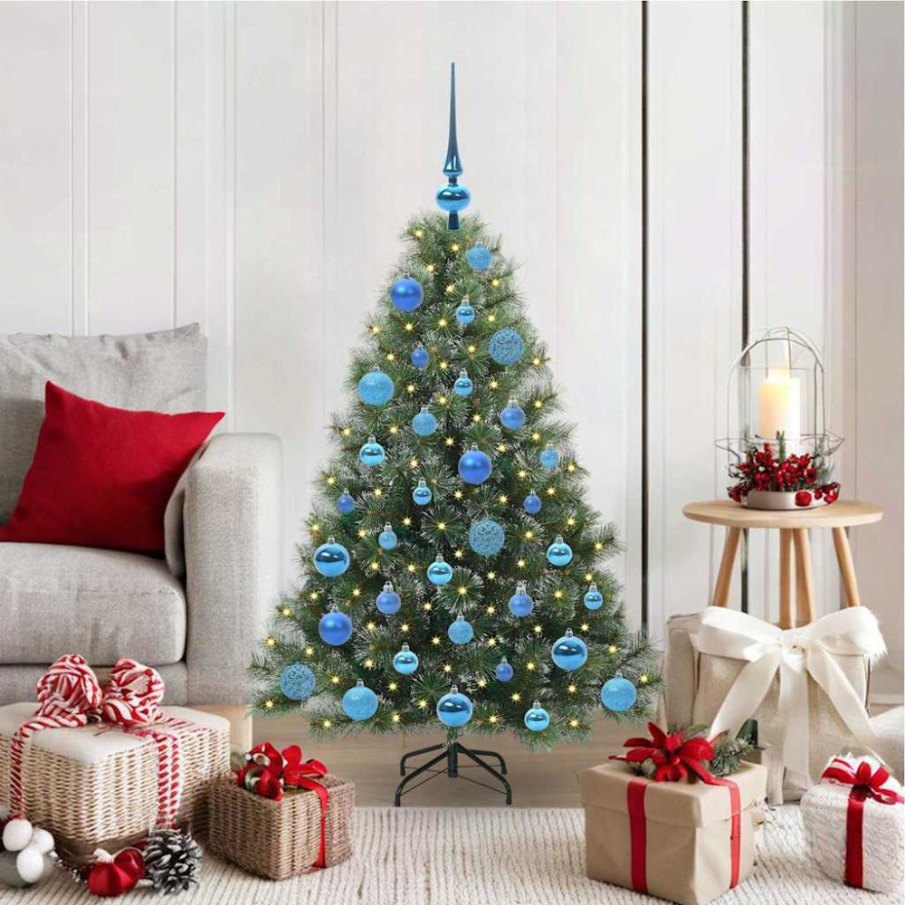 vidaXL Konstgjord julgran med 150 LED-lampor Grön 120 cm PE och PVC
