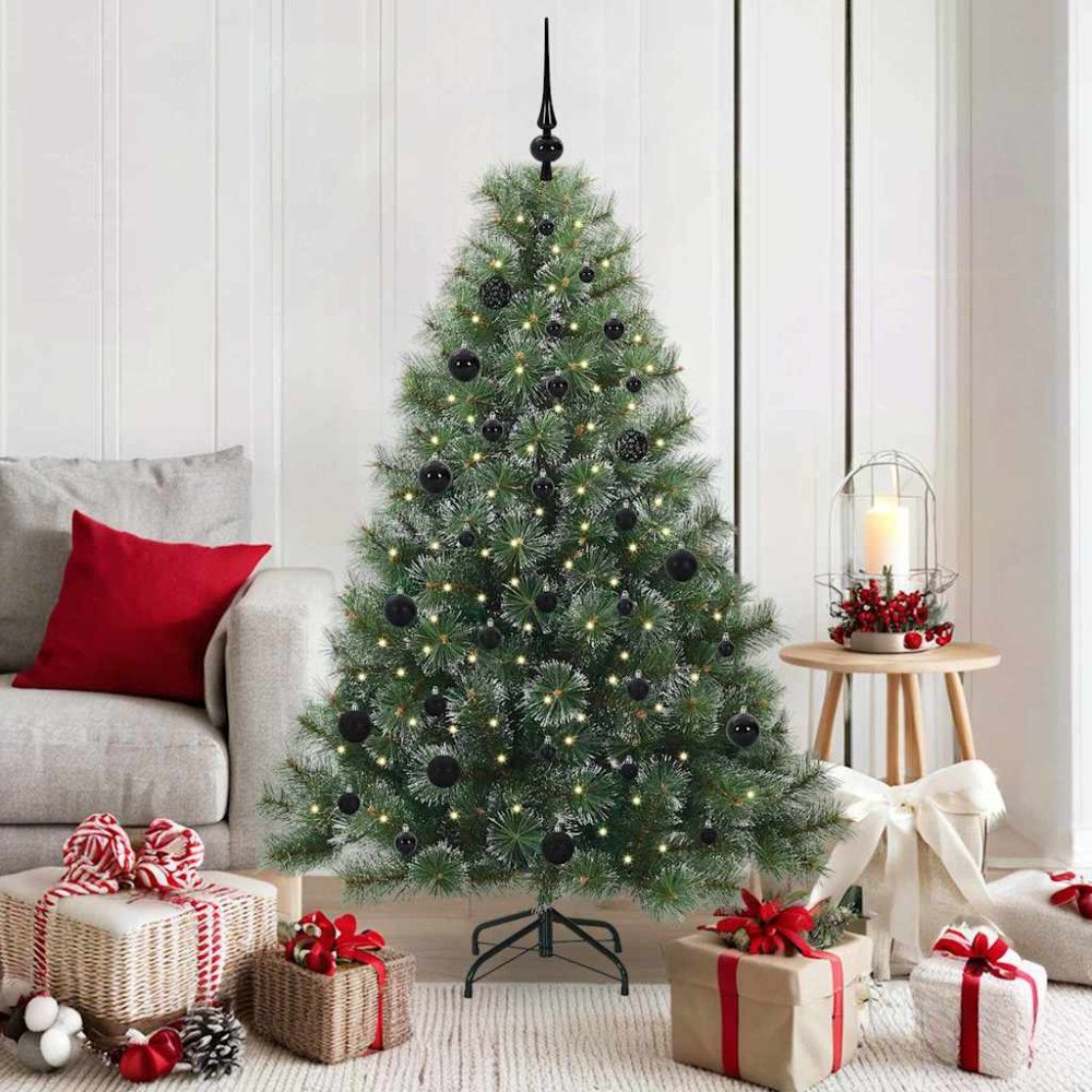 vidaXL Konstgjord julgran med 150 LED-lampor Grön 150 cm PE och PVC