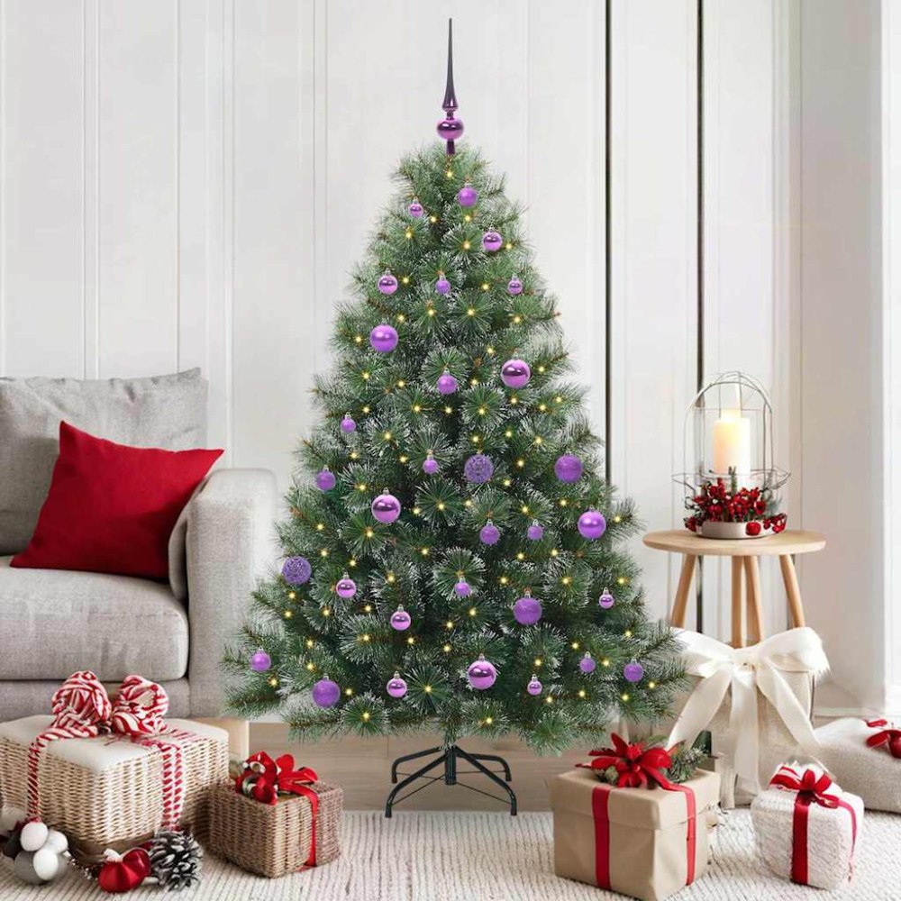 vidaXL Konstgjord julgran med 150 LED-lampor Grön 150 cm PE och PVC