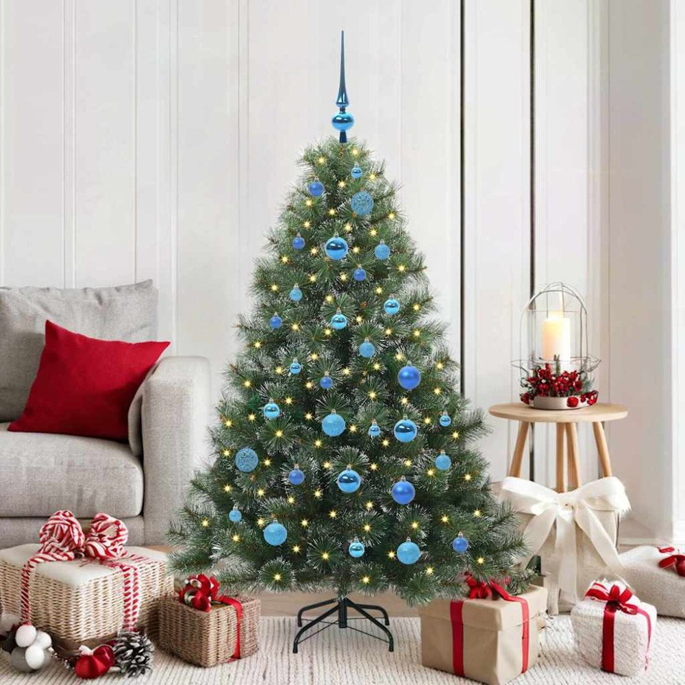 vidaXL Konstgjord julgran med 150 LED-lampor Grön 150 cm PE och PVC