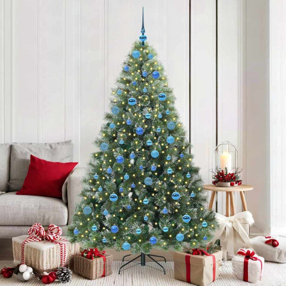vidaXL Konstgjord julgran med 300 LED-lampor Grön 180 cm PE och PVC