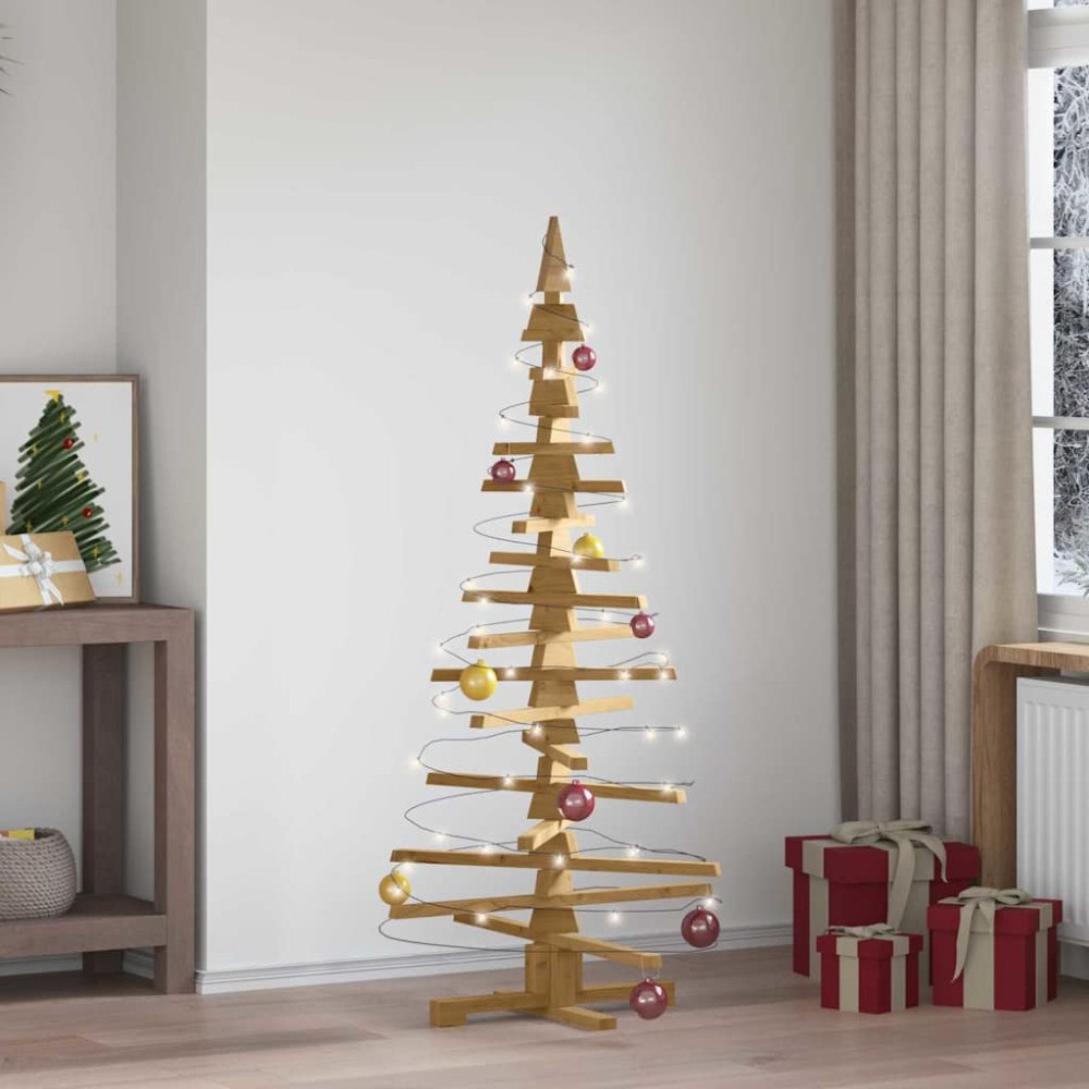 vidaXL Träjulgran med stativ Brun 150 cm Massiv furu