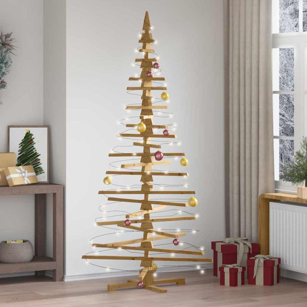 vidaXL Träjulgran med stativ Brun 210 cm Massiv furu