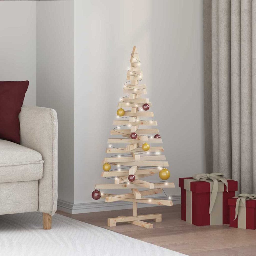 vidaXL Julträd med stativ Naturfärg 120 cm Massiv furu