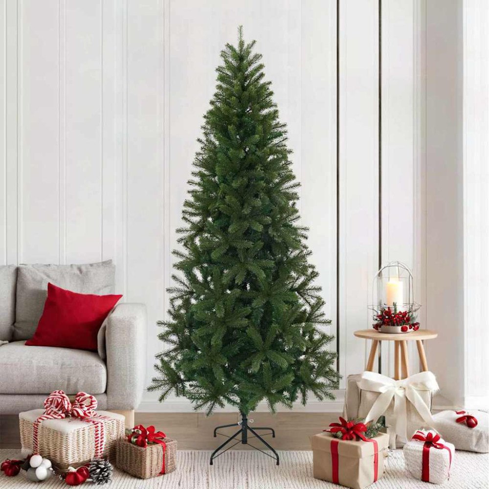 vidaXL Konstgjord julgran med stativ Grön 210 cm PVC, PE och stål