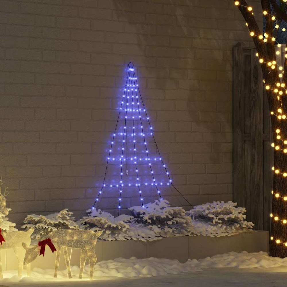 vidaXL LED Julgran med 112 LED-lampor med jordspikar Blå 182 cm Metall
