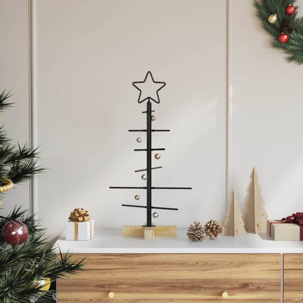 vidaXL Metall julgran med stativ Svart 60 cm Pulverlackerad stål