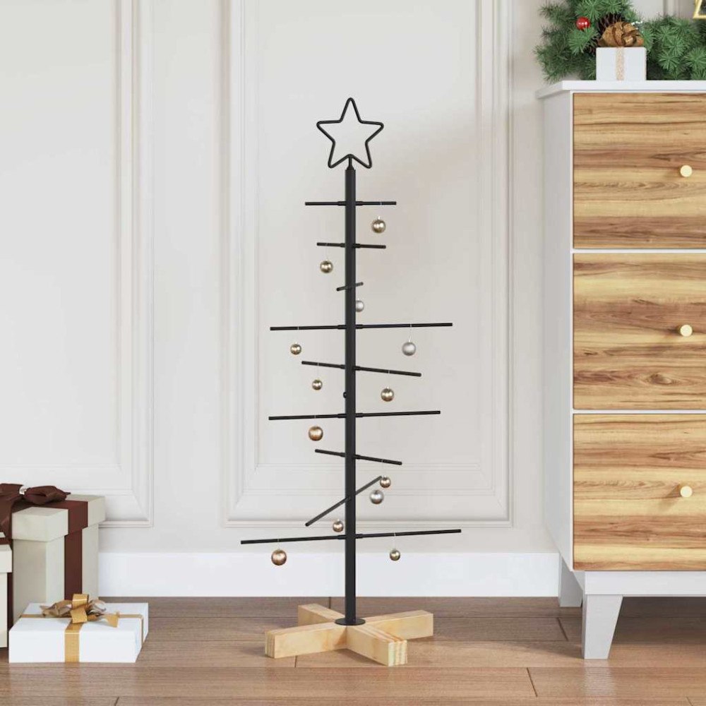 vidaXL Metall julgran med stativ Svart 90 cm Pulverlackerad stål