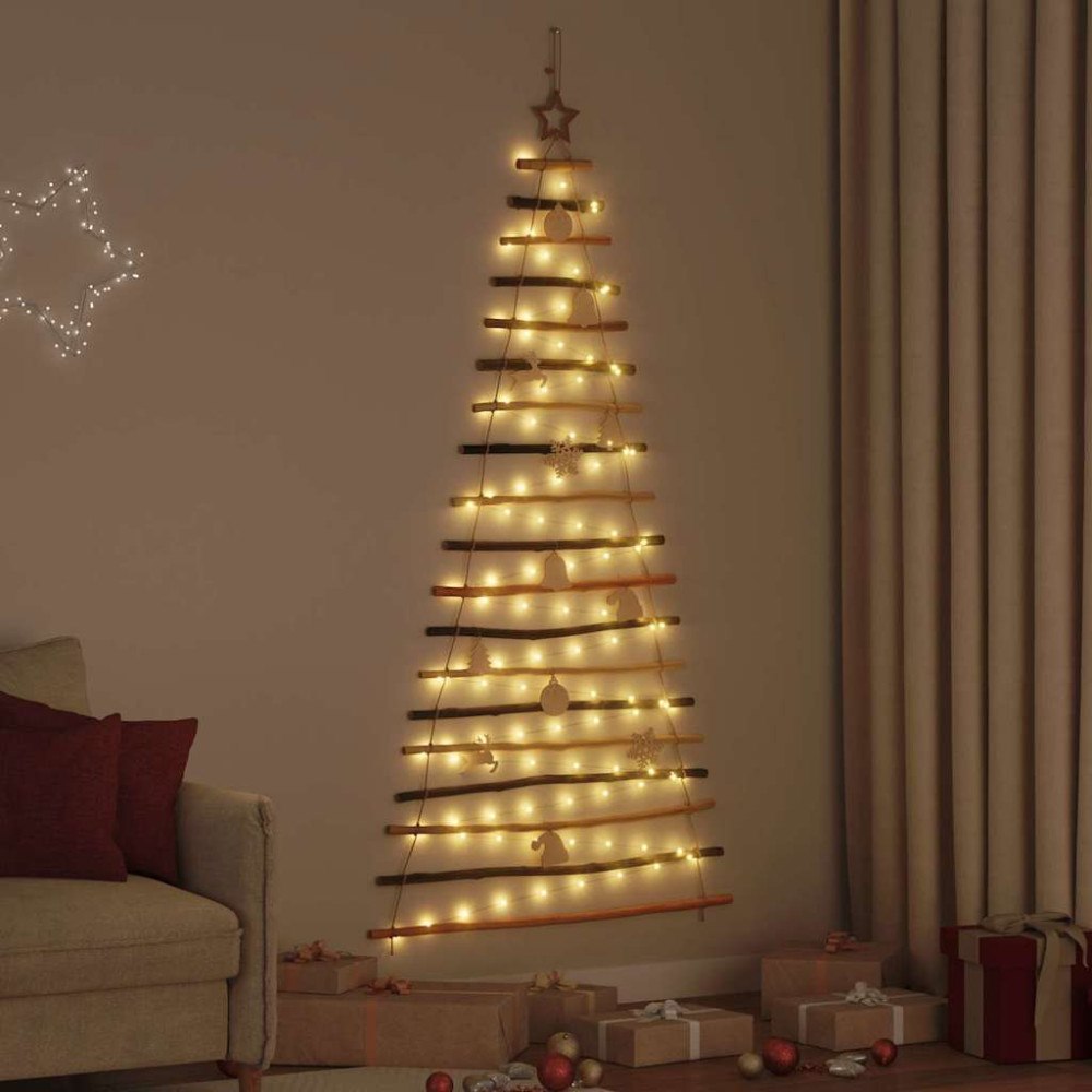 vidaXL Julgran med 100 LED-lampor Naturfärg 180 cm massiv ask