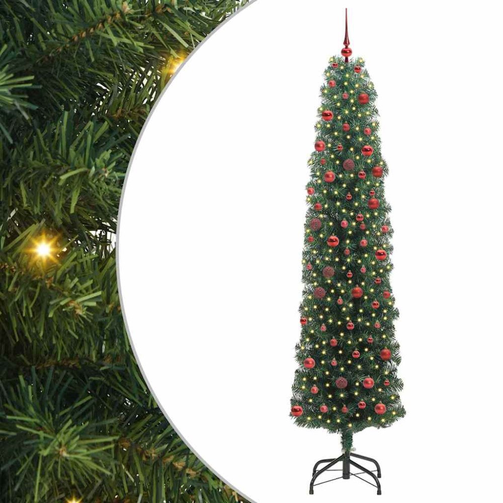 vidaXL Konstgjord julgran Grön 210 cm PVC och stål och plast