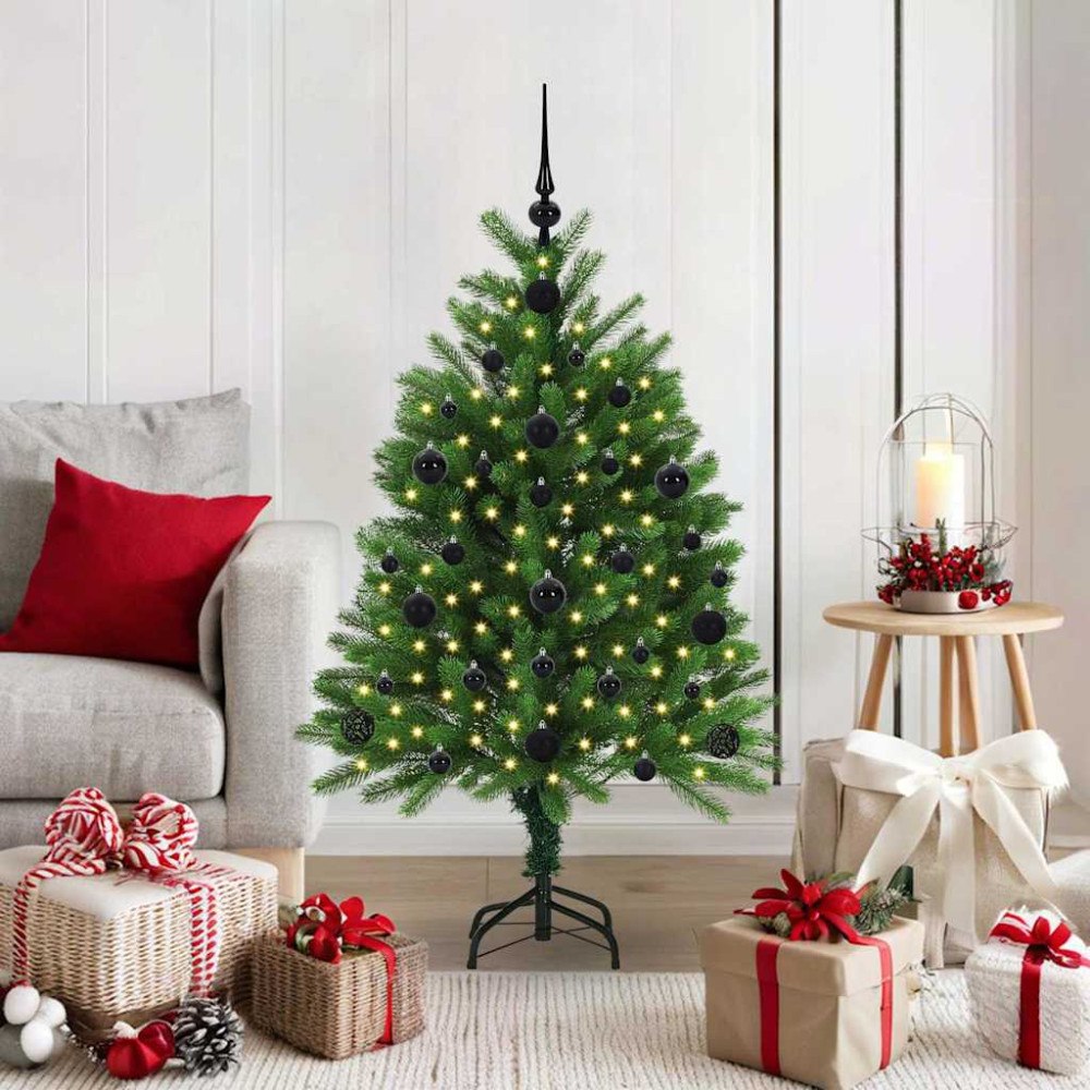 vidaXL Julgran med 150 LED-lampor med stativ Grön 120 cm PE