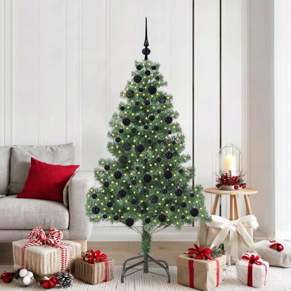 vidaXL Julgran med 300 LED-lampor med stativ Grön 180 cm PVC