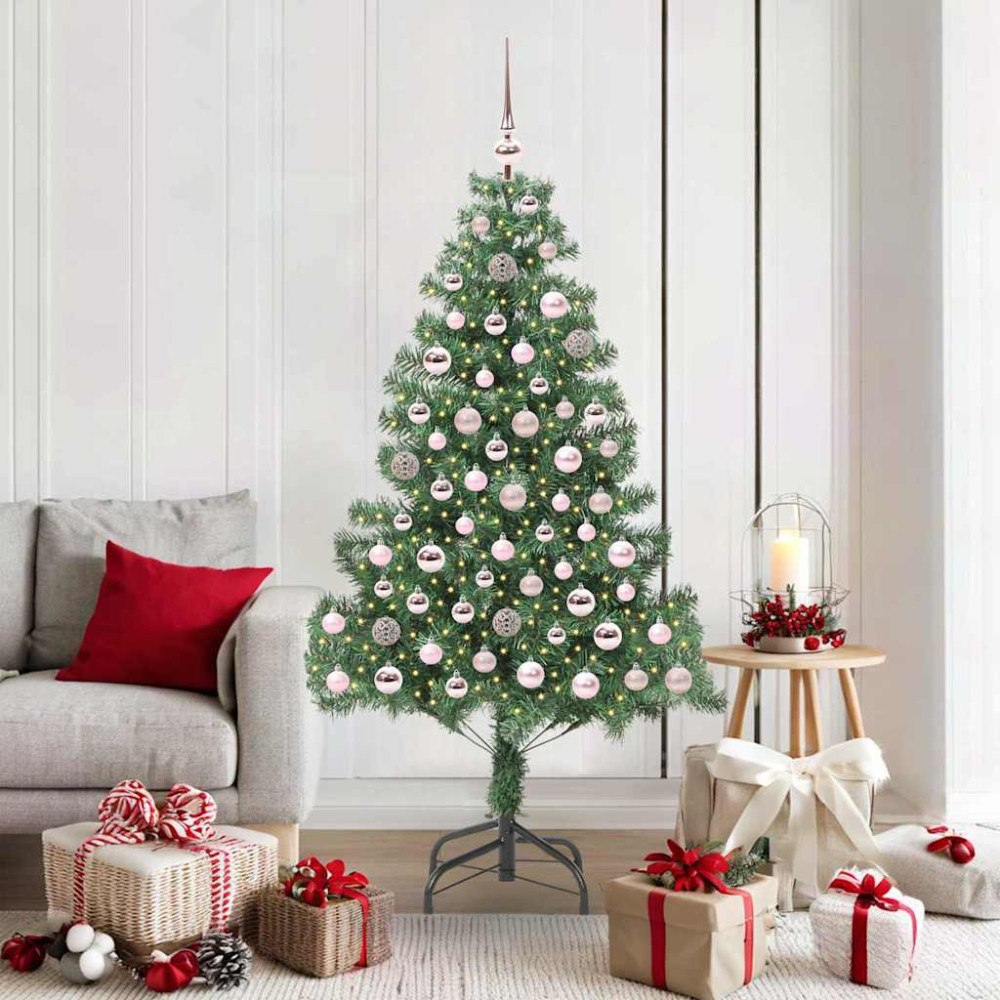 vidaXL Julgran med 300 LED-lampor med stativ Grön 180 cm PVC