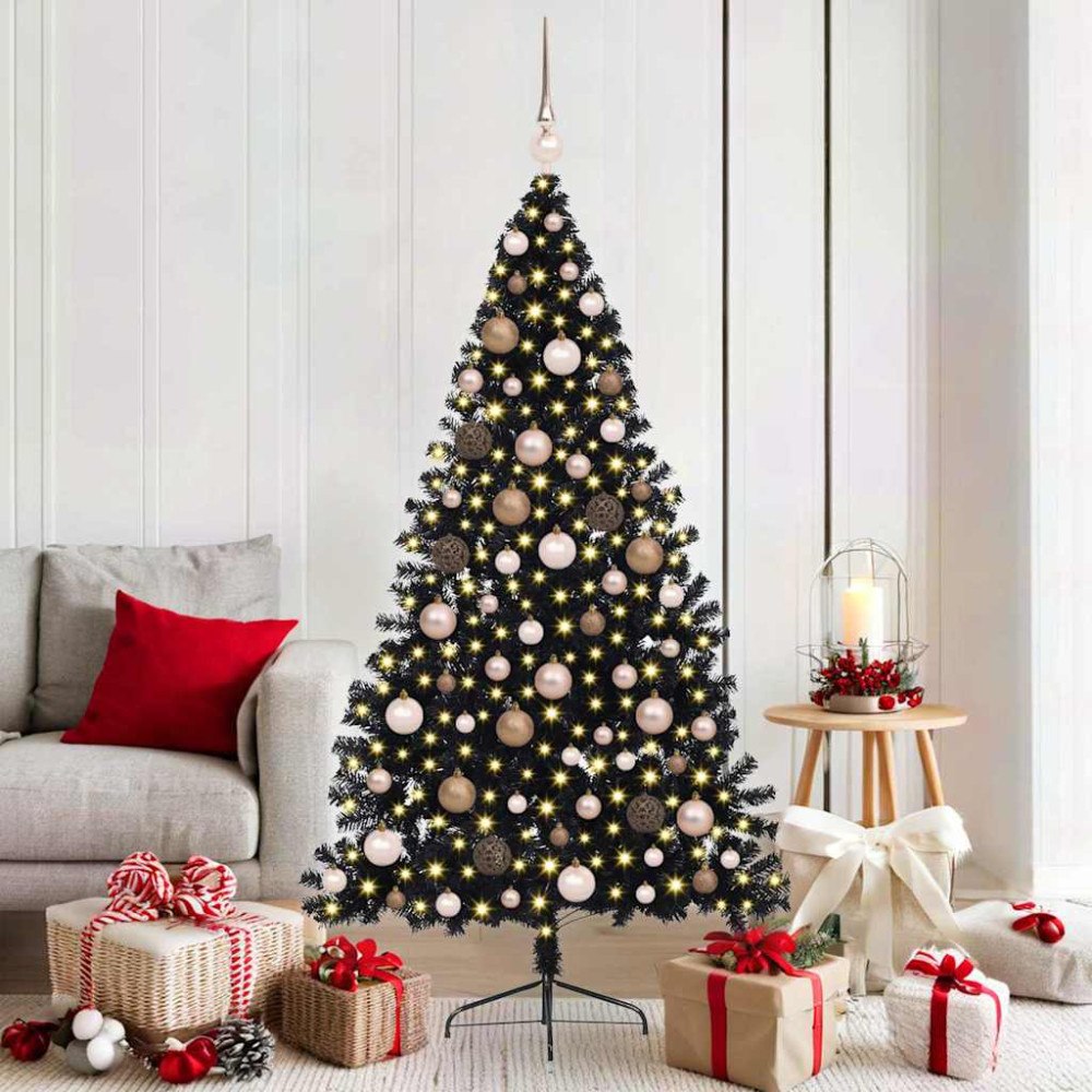 vidaXL Konstgjord Förbelyst Julgran Svart 180 cm PVC