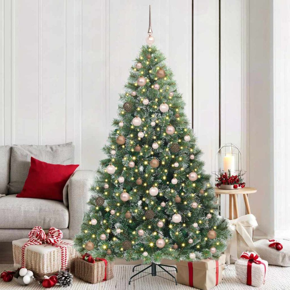 vidaXL Konstgjord julgran med 300 LED-lampor Grön 180 cm PE och PVC
