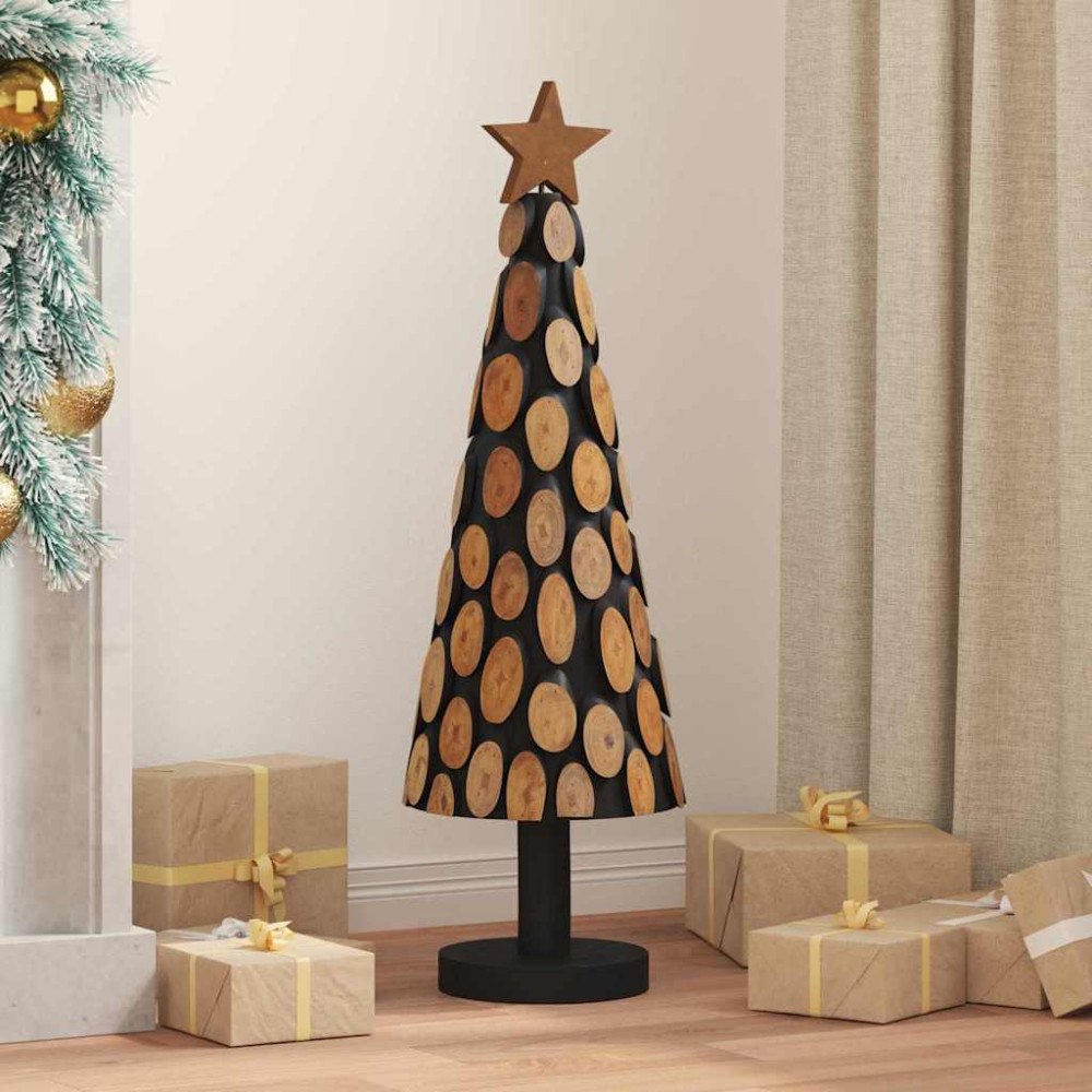 vidaXL Julgran med stativ Brun 90 cm Massivt teakträ