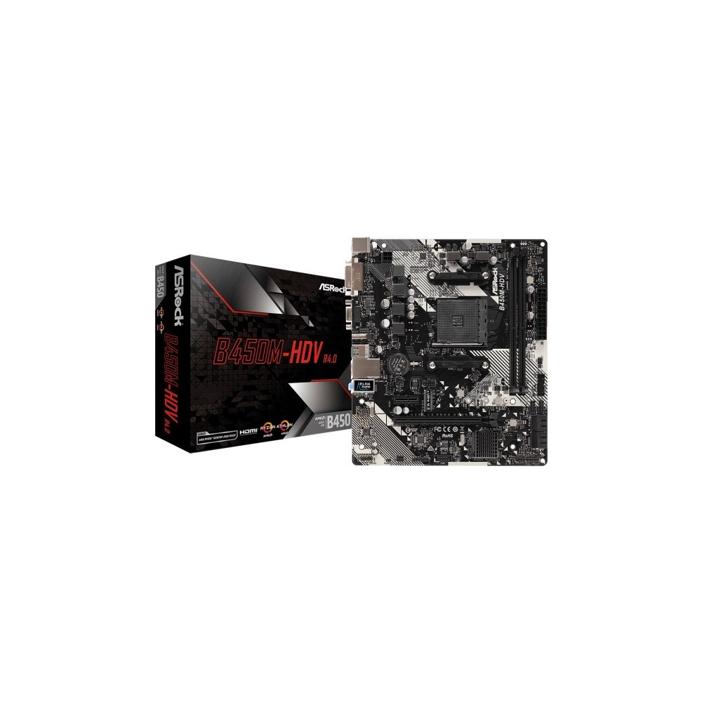 ASRock ASRock B450M-HDV R4.0 - moderkort - micro ATX - Socket AM4 - AMD B450