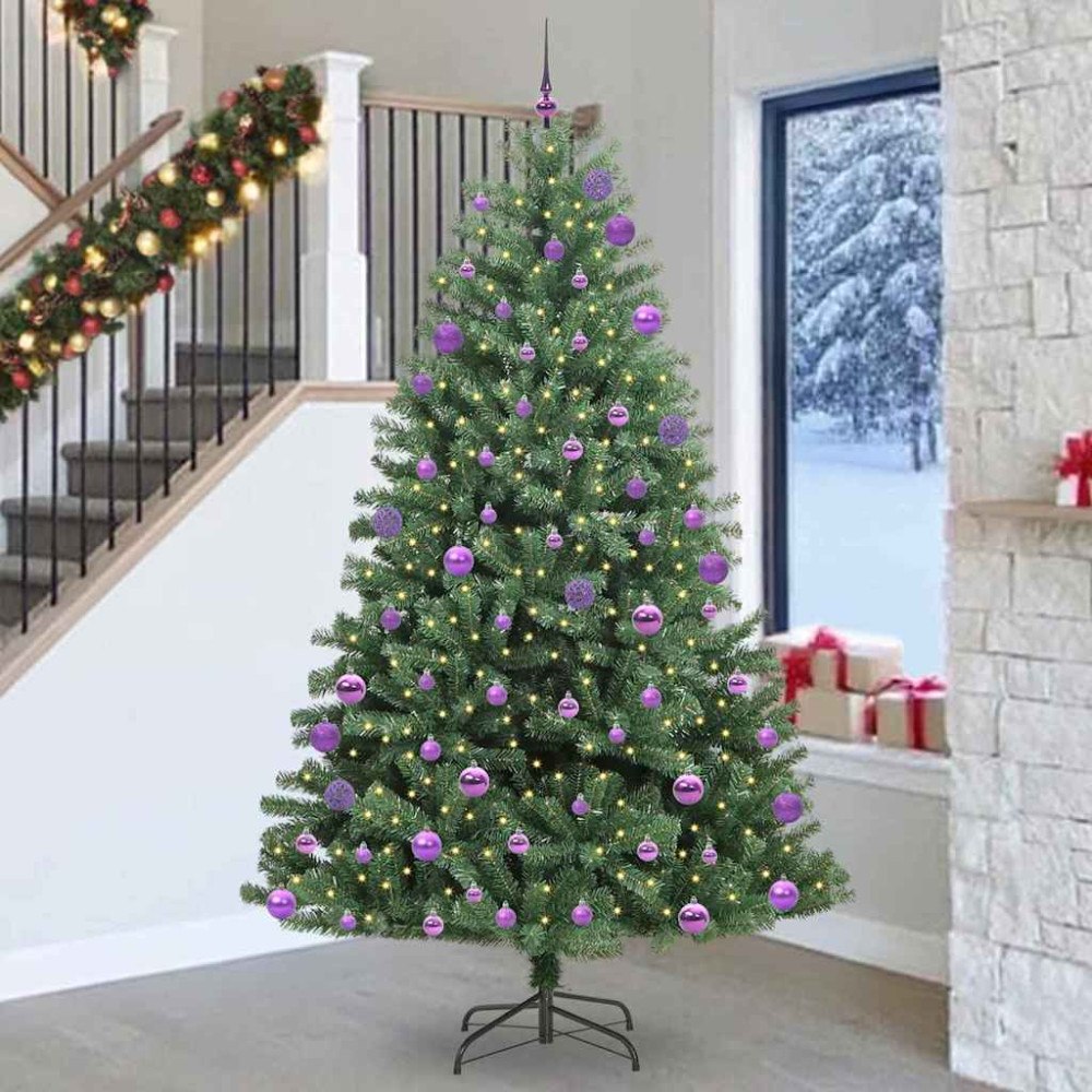 vidaXL Plast Hingad Julgran Grön 270 cm PVC och metall