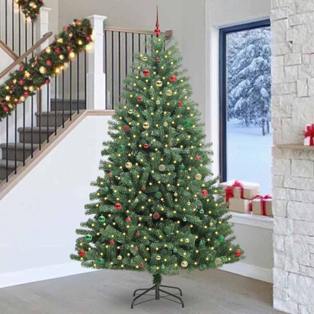 vidaXL Plast Hingad Julgran Grön 270 cm PVC och metall