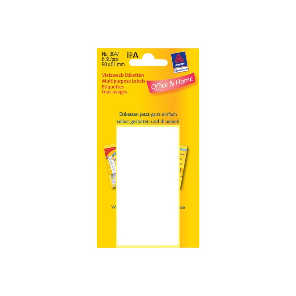 AVERY Avery Multi-Purpose Labels 3047 - etiketter för flera ändamål - 6 etikett (er) - 51 x 98 mm