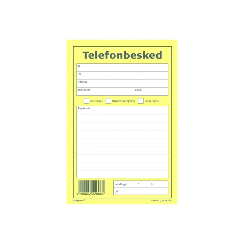 BURDE FÖRLAGS AB Mayland - telefonmeddelandeformulär - 100 ark - 100 x 148 mm