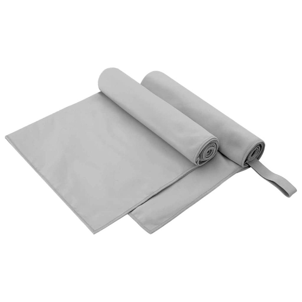 vidaXL Sporthanddukar 2 pcs Grå 100 x 50 cm Polyester och polyamid