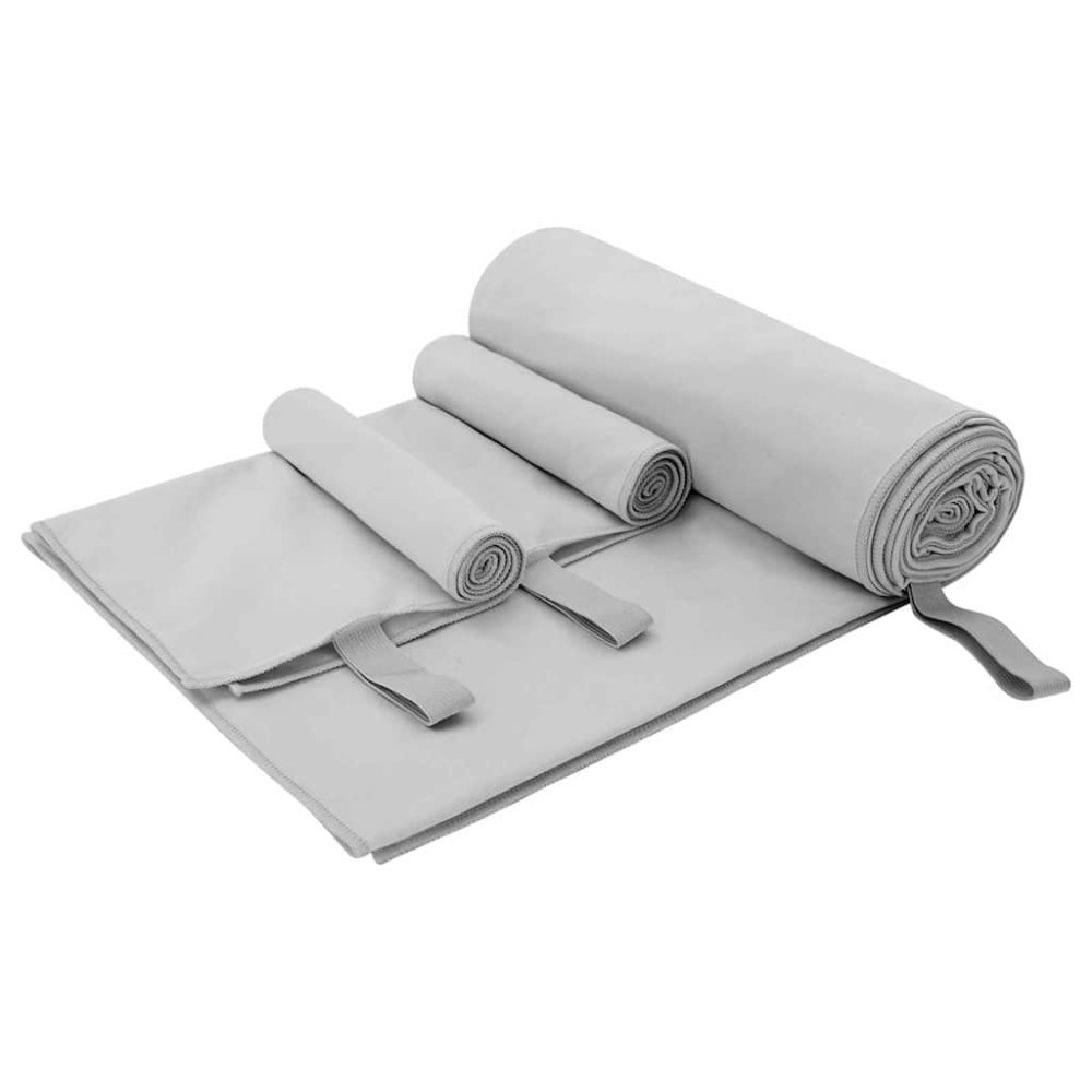 vidaXL Sporthandduk Set 3 pcs Grå Polyester och polyamid