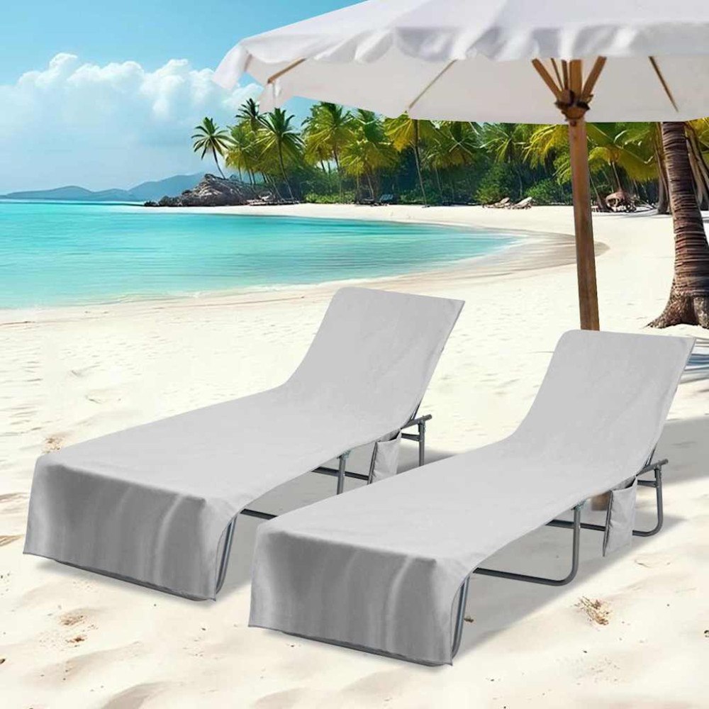 vidaXL Solstolshanddukar 2 pcs Grå 210 x 75 cm Polyester och polyamid