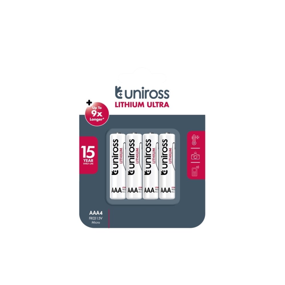 Uniross Batteries Litium Ultra AAA/FR03 1,5V