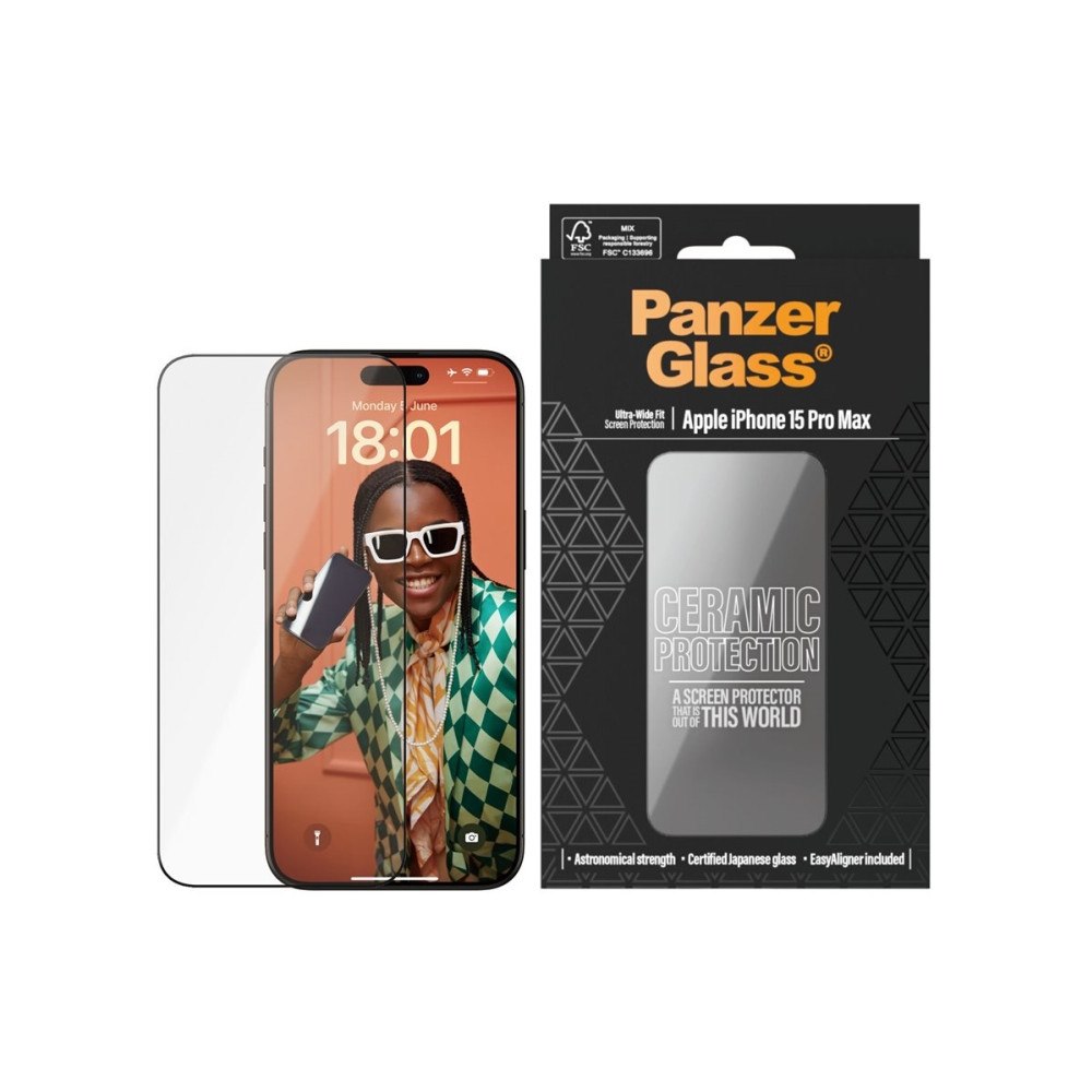PanzerGlass PanzerGlass Ceramic Protection - skärmskydd för mobiltelefon - ultrabred passning med EasyAligner