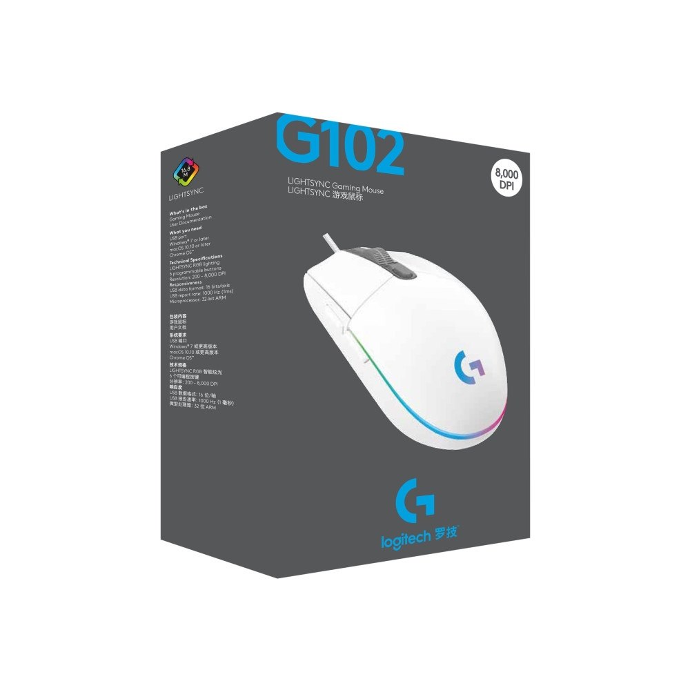 Logitech Logitech Gaming Mouse G102 LIGHTSYNC - mus - USB - vit