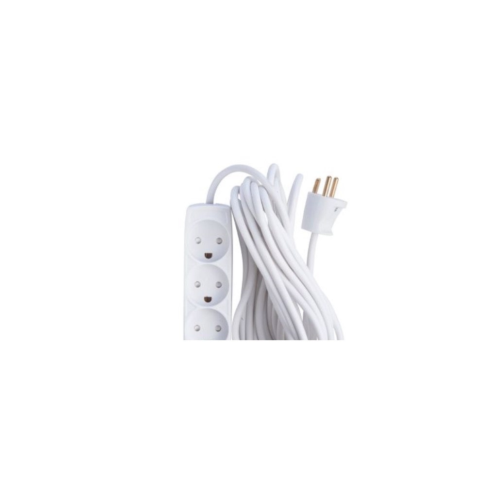THORKILD LARSEN E-line 3-vägguttag 3G1,0 H05VV-F vit m/j 230V/13A plastkabel...